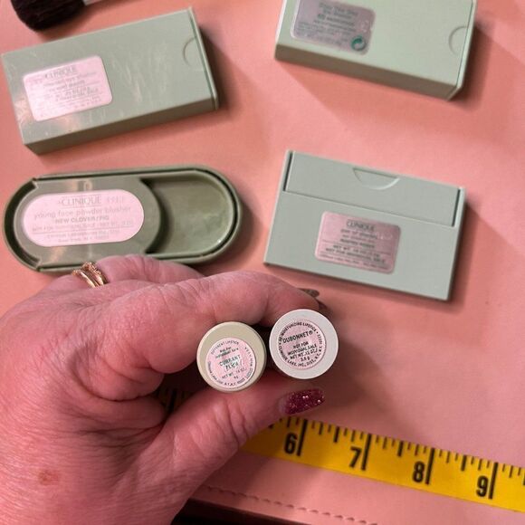 9pc Clinique Lot Set Swatched Lipsticks Eyeshadows Blusher Brushes Case 9pc Clin - Picture 8 of 11